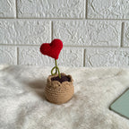 Crochet heart in a crochet pot, handmade home decor by Looped Little Things