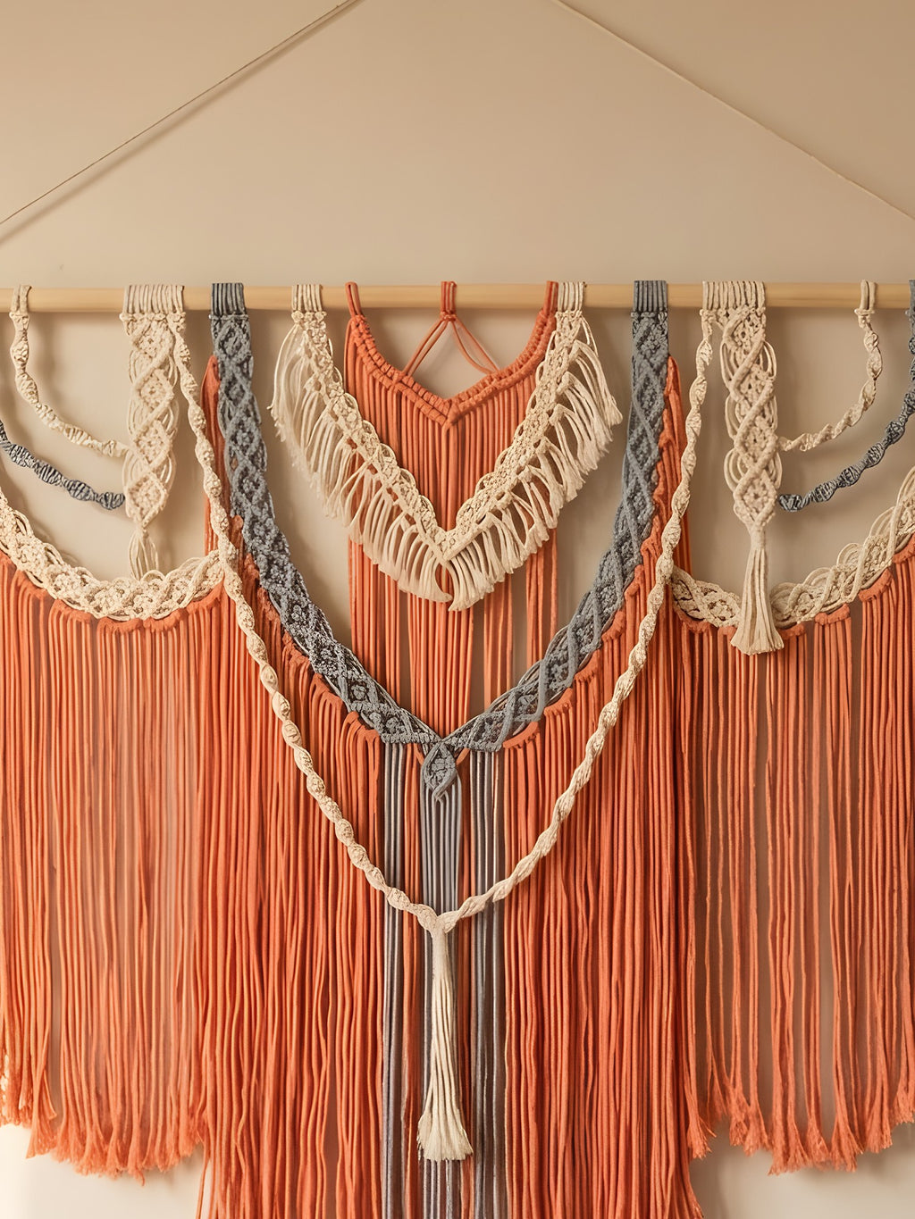 Macramé Wall Hanging 'Just Peachy' by Looped Little Things, close-up