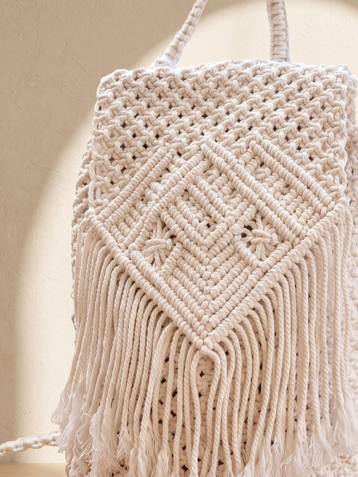 Macramé Backpack Knot Your Average Backpack by Looped Little Things, close-up