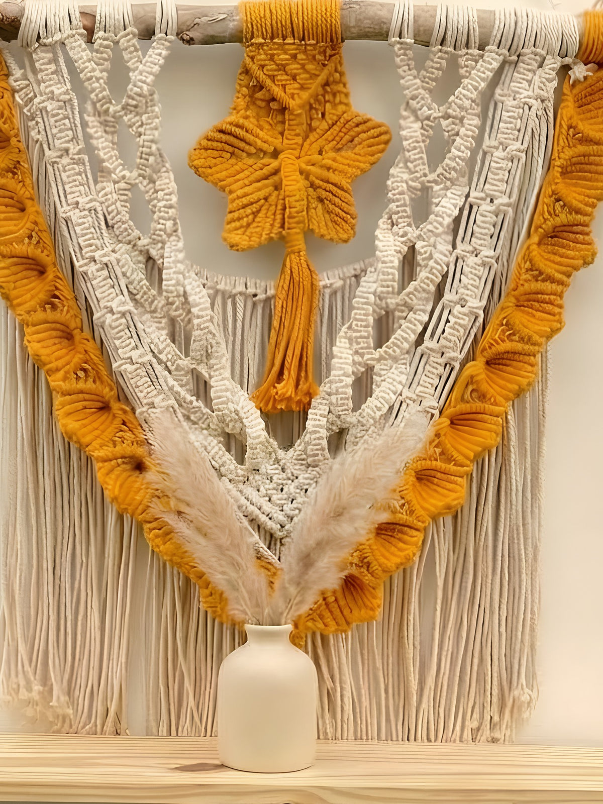 Macramé Wall Hanging 'Lemon Meringue' by Looped Little Things, close-up