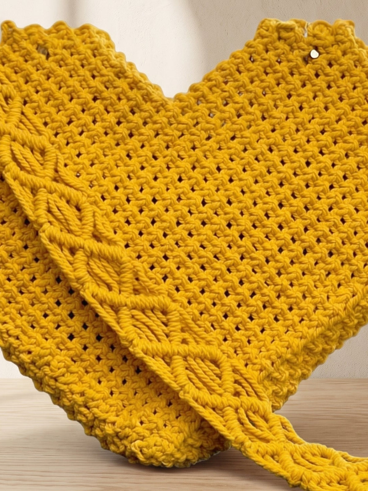 Macramé Heart Bag Love at First Knot by Looped Little Things, close-up