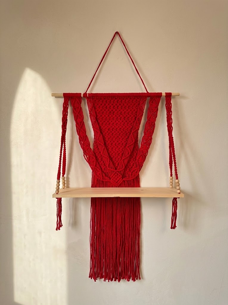 Macramé Floating Shelf 'Plank You Very Much' by Looped Little Things