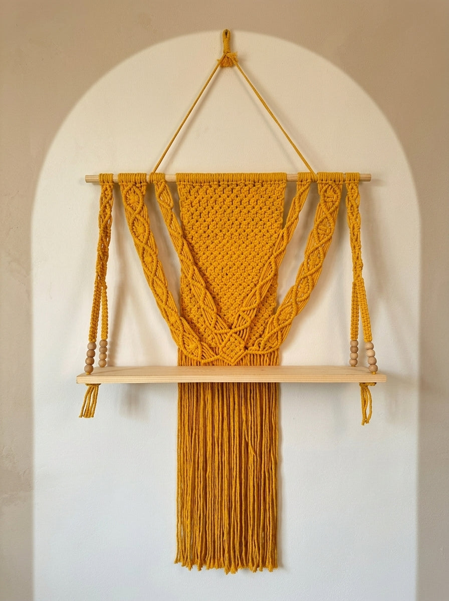 Macramé Floating Shelf 'Plank You Very Much' by Looped Little Things, view 2
