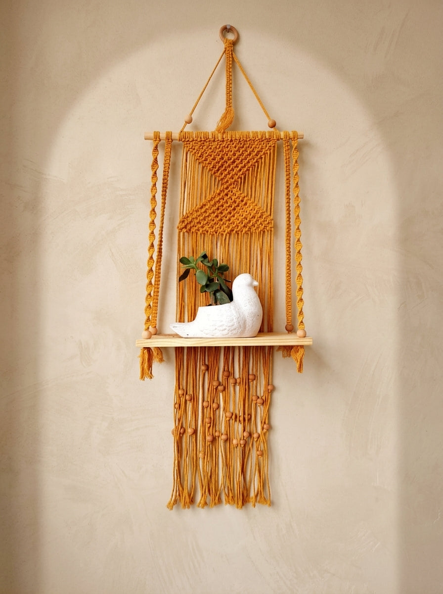 Macramé Hanging Shelf 'Little Shelf-ie' by Looped Little Things