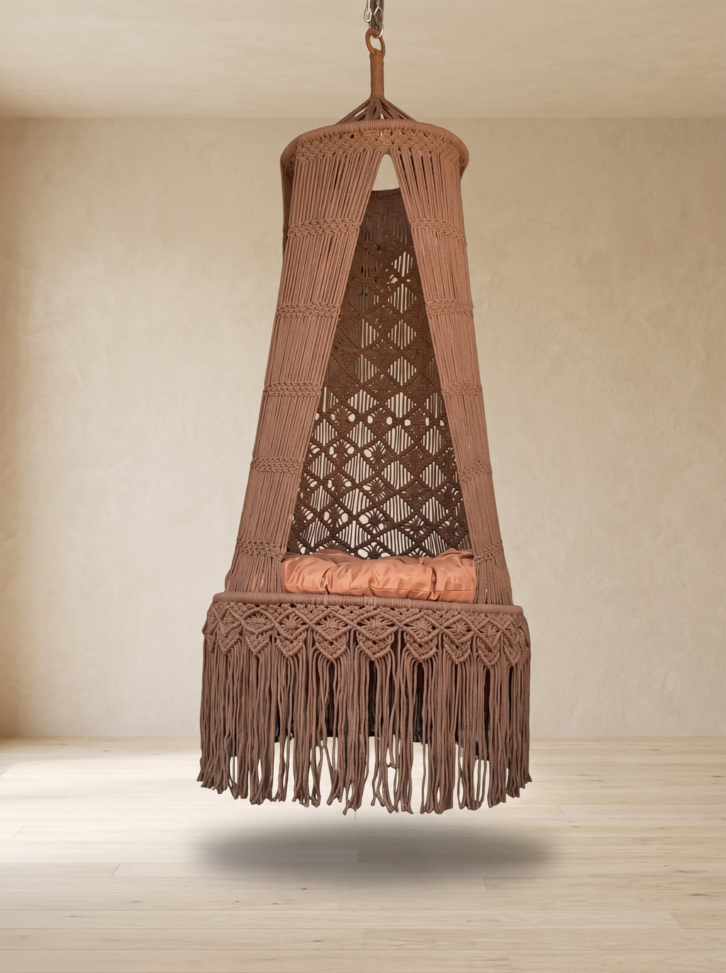 Macramé Hanging Swing 'Cocoa Cocoon' by Looped Little Things