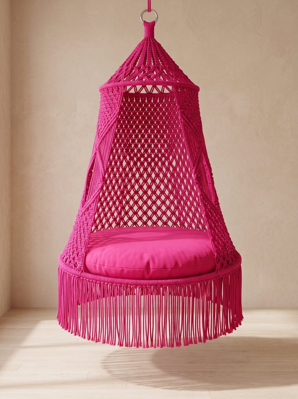 Macramé Hanging Swing 'Hot Pink Hideout' by Looped Little Things