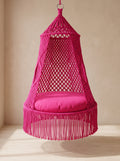 Macramé Hanging Swing 'Hot Pink Hideout' by Looped Little Things