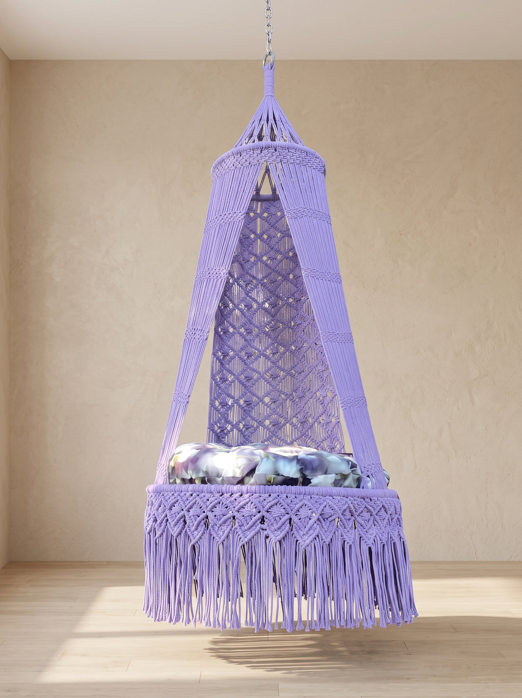 Macramé Hanging Swing 'Lavender Lullaby' by Looped Little Things
