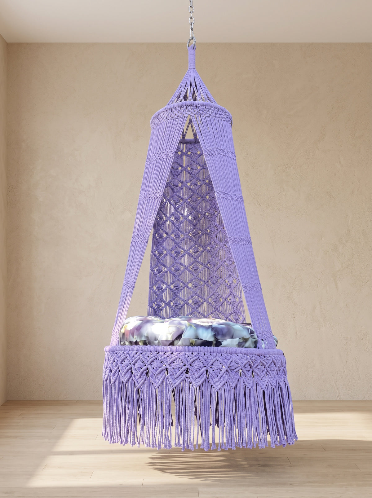 Macramé Hanging Swing 'Lavender Lullaby' by Looped Little Things