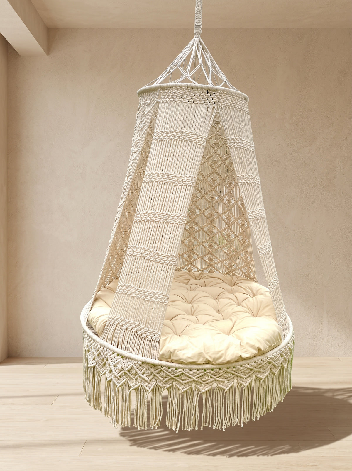 Macramé Hanging Swing 'Vanilla Daydream' by Looped Little Things