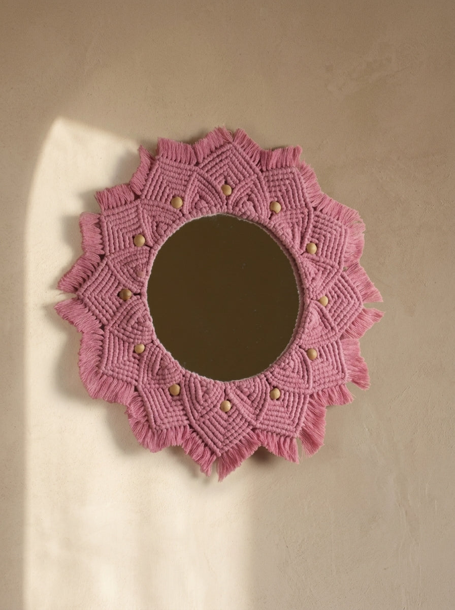Macramé Mirror 'Blush Hour' by Looped Little Things