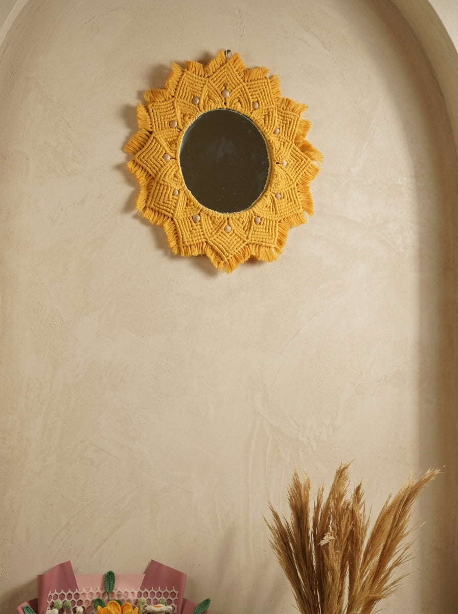 Macramé Mirror 'Hello Sunshine' by Looped Little Things