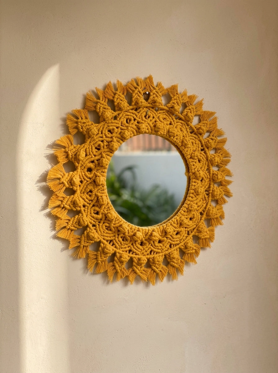 Macramé Mirror 'Ring Ring' by Looped Little Things