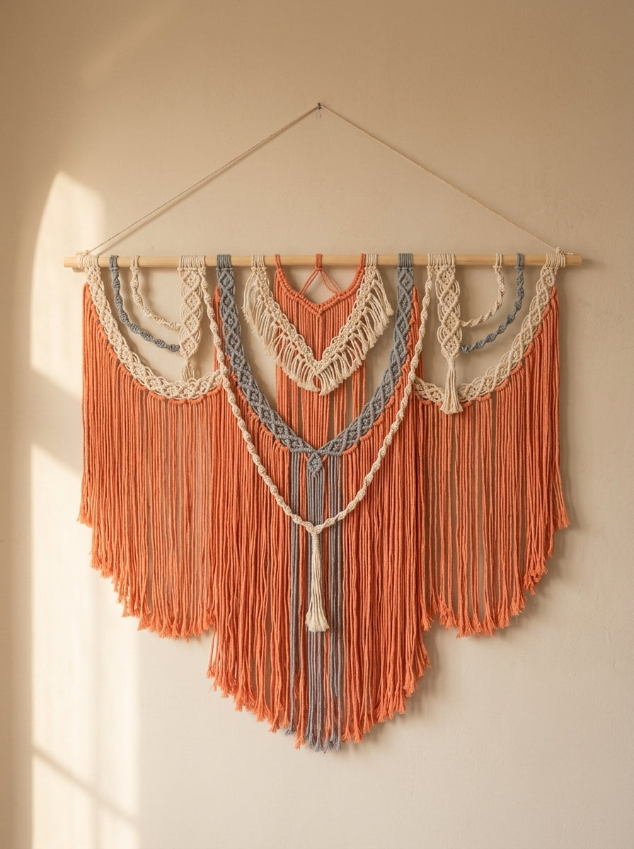 Macramé Wall Hanging 'Just Peachy' by Looped Little Things