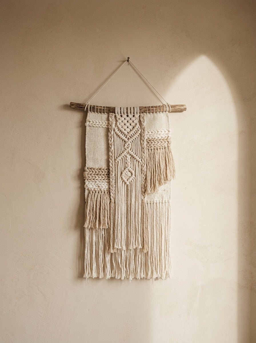 Macramé Wall Hanging 'Neutral Territory' by Looped Little Things