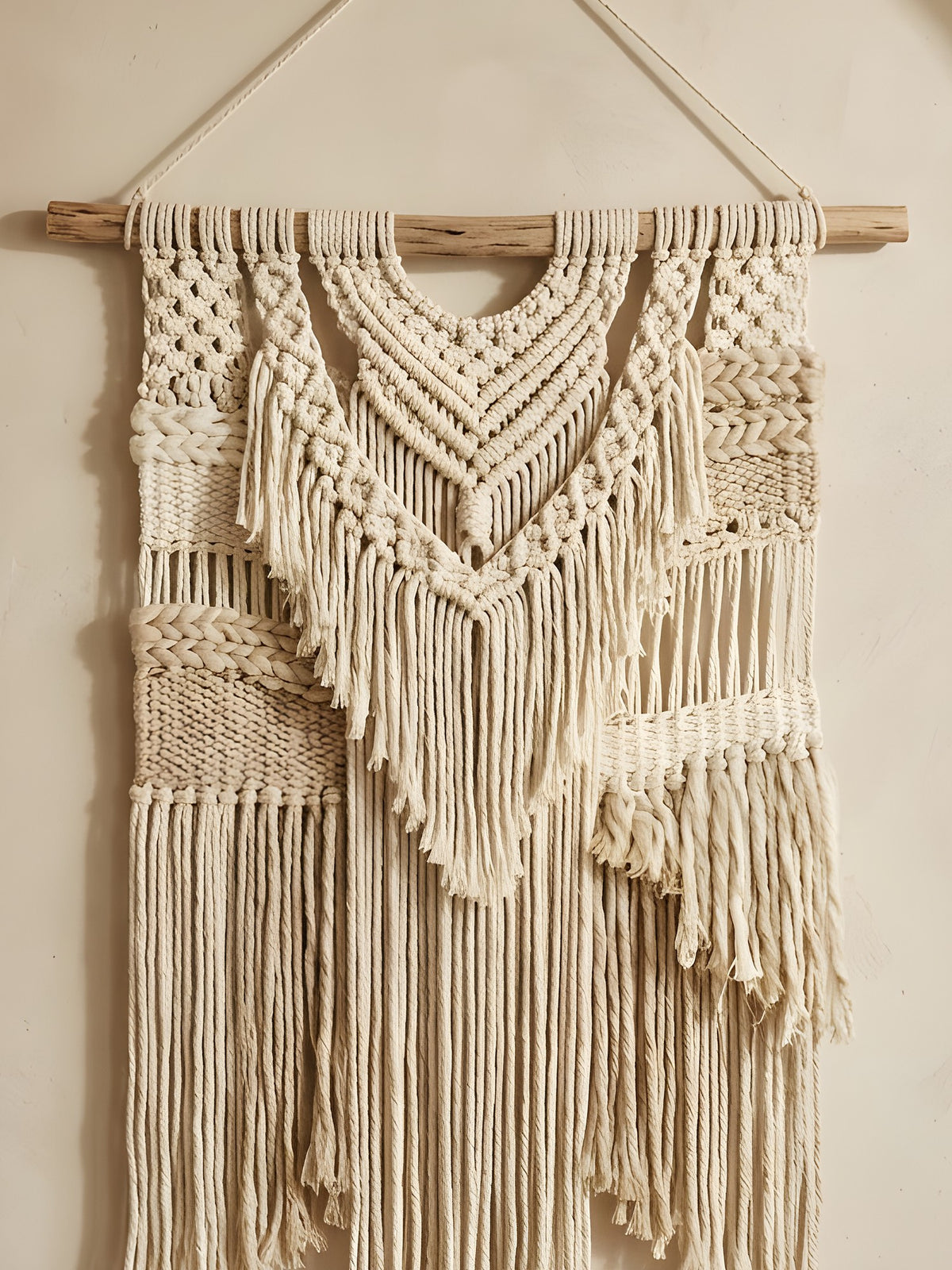 Macramé Wall Hanging 'Mocha Latte' by Looped Little Things, close-up
