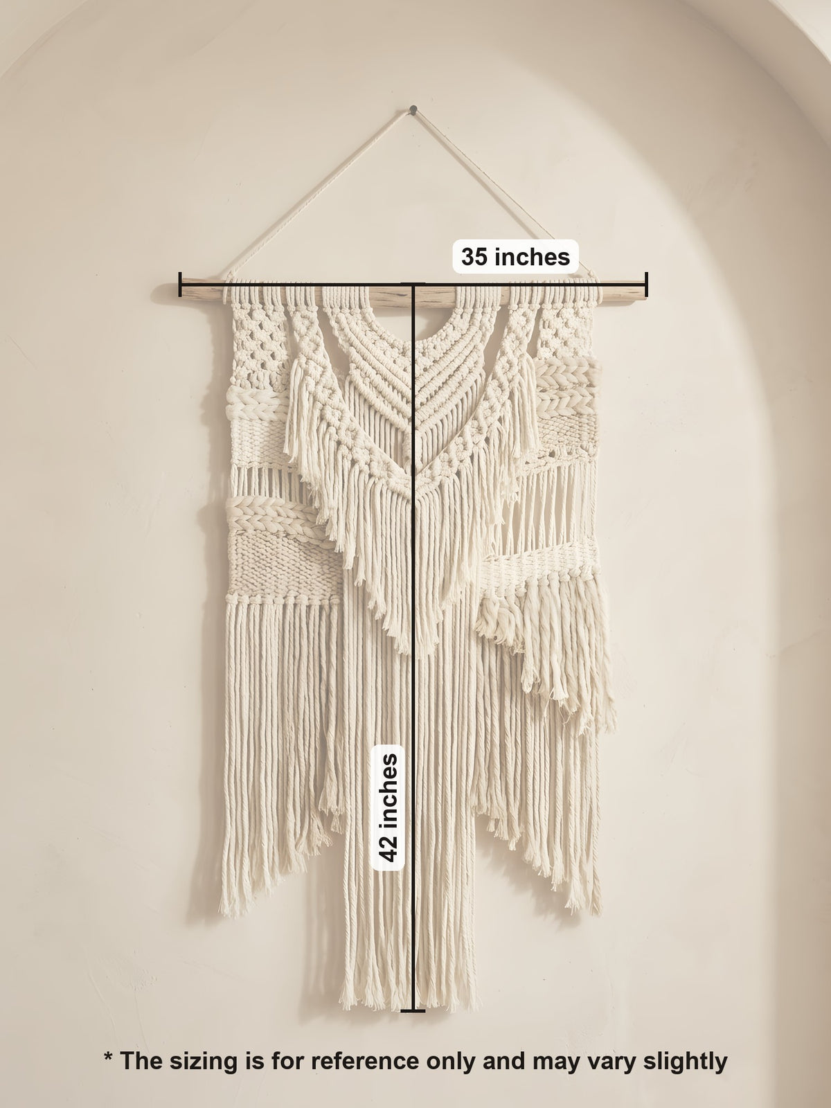 Macramé Wall Hanging 'Mocha Latte' by Looped Little Things, size guide