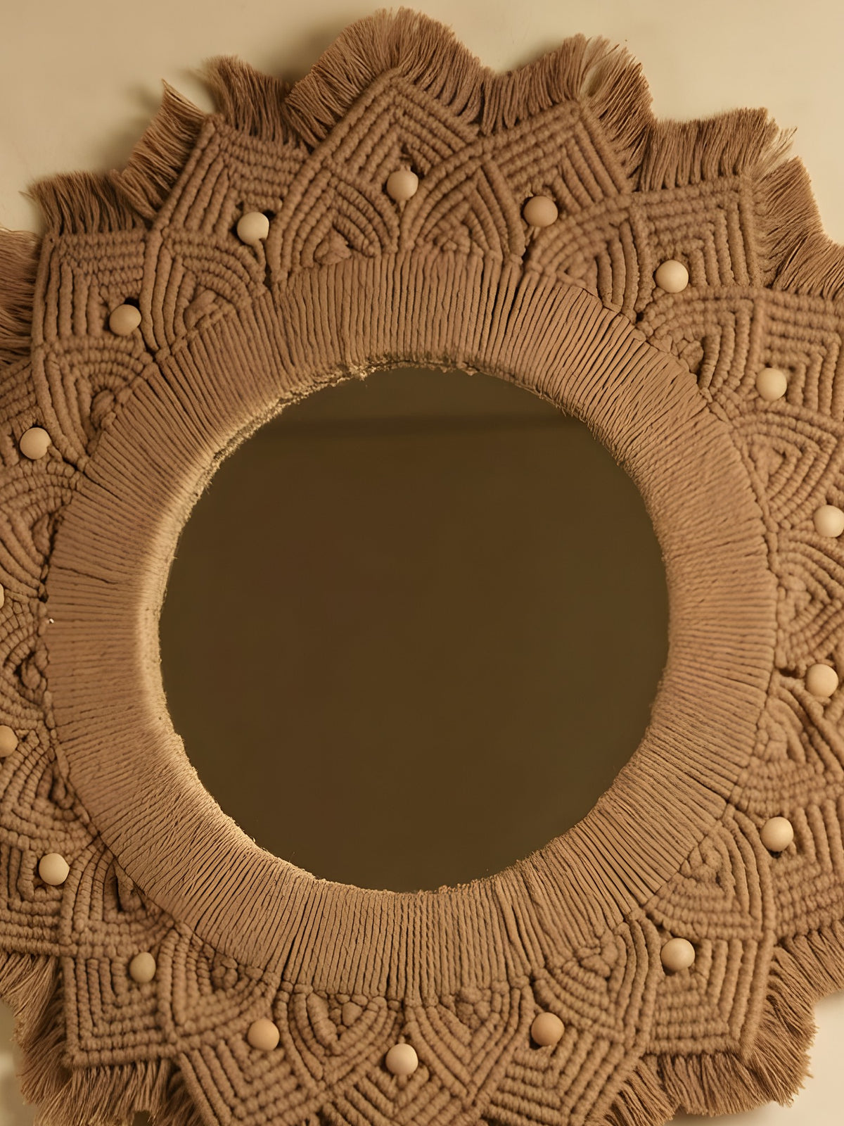 Macramé Mirror 'Nuts About You' by Looped Little Things, close-up