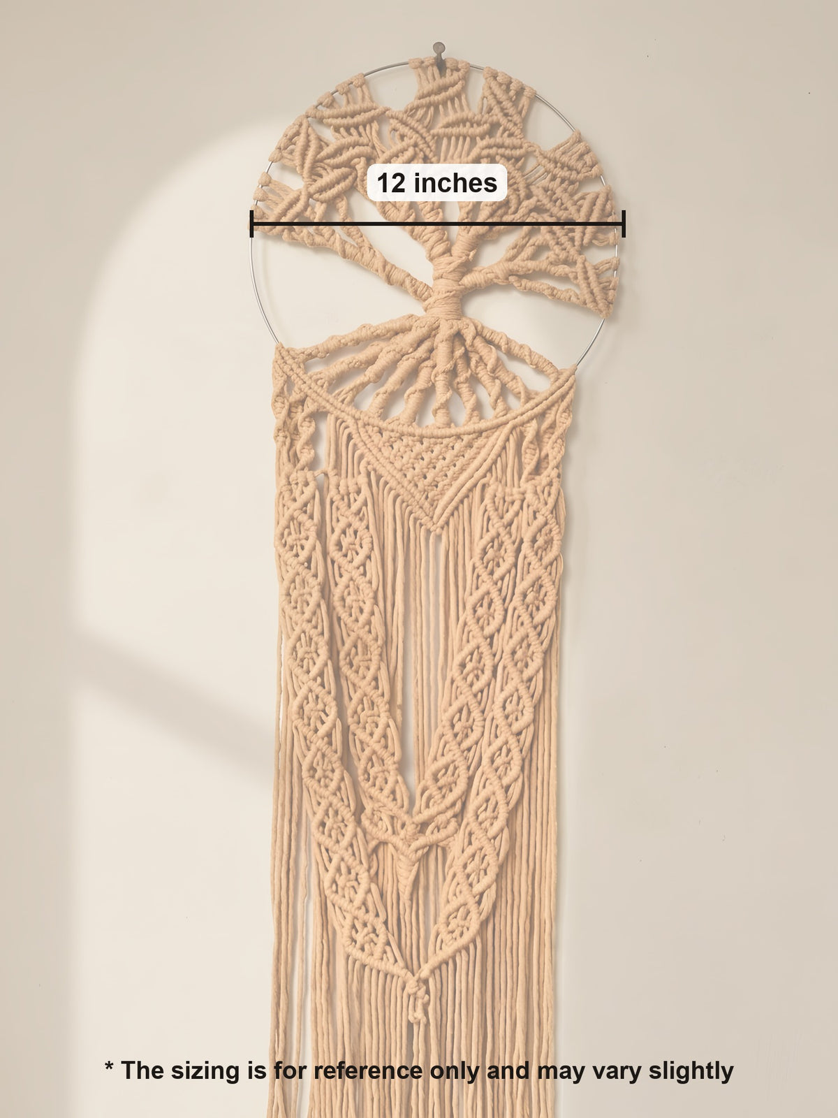 Macramé Wall Hanging 'Rooted & Rising' by Looped Little Things, size guide