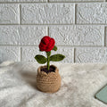 Crochet rose in a crochet pot, handmade home decor by Looped Little Things