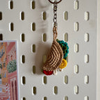 Crochet taco keychain close-up detail, handmade by Looped Little Things