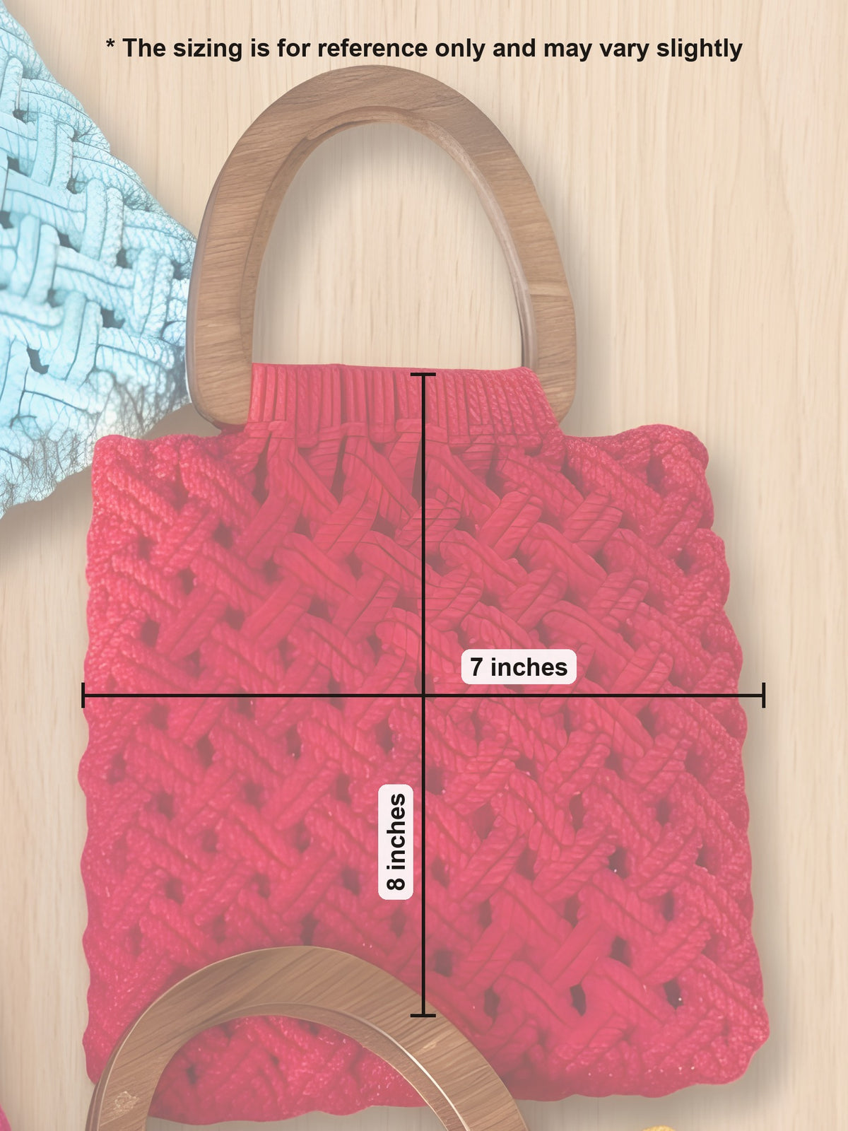 Macramé Bag 'The Everyday Darling' by Looped Little Things, size guide