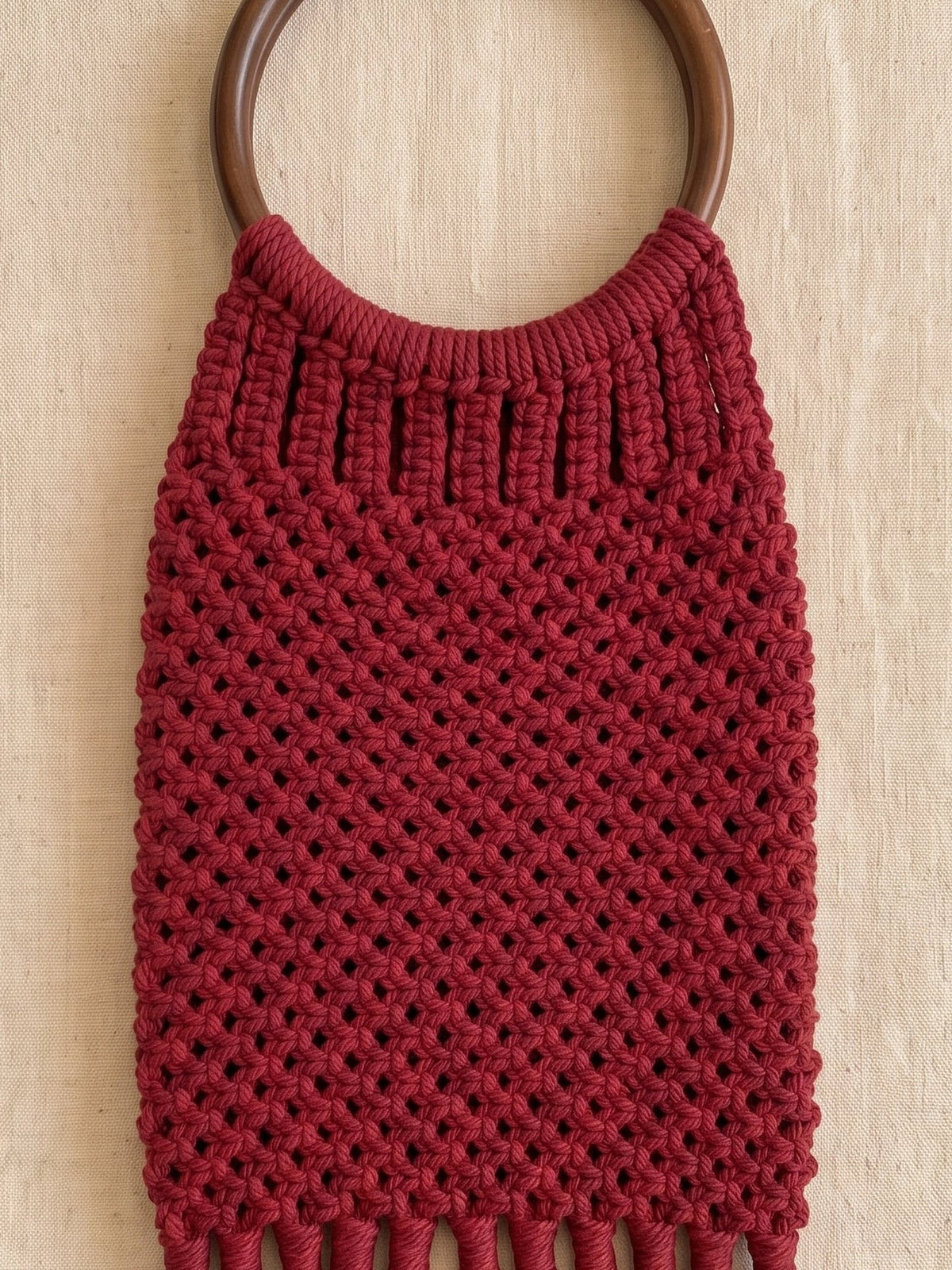 Macramé Long Tote Tote-ally Tall by Looped Little Things, close-up