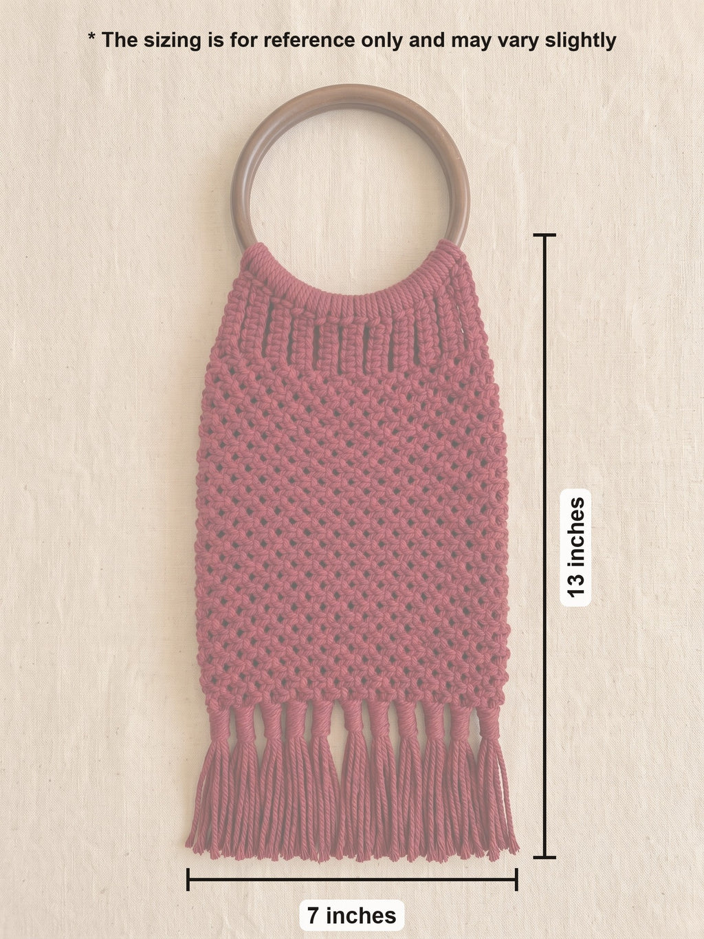 Macramé Long Tote 'Tote-ally Tall' by Looped Little Things, size guide
