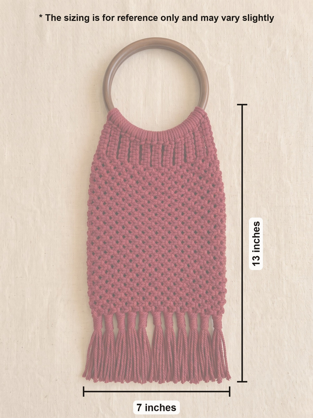 Macramé Long Tote 'Tote-ally Tall' by Looped Little Things, size guide
